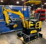 (INV50037) AGT Model QH12 Mini Excavator with Blade, Digging Bucket, Mechanical Thumb, Auxilary Hyd