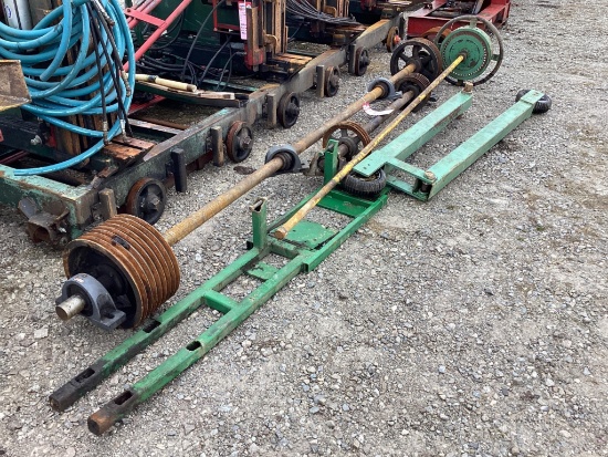 (INV509) 2 Line shafts and 2 Other Misc. Sawmill Related Parts 14' Line Shaft w/Pulley/Edger