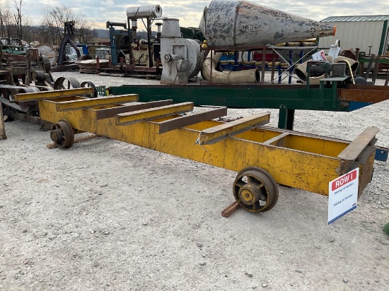 48" X 14' Yellow Steel Cart Frame w/mine wheels