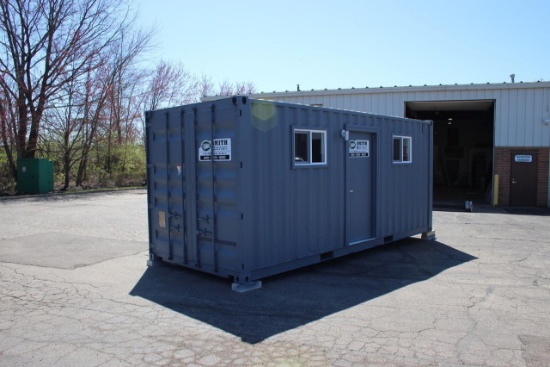 (INV1031) 20' Shipping container/ mobile office, Double door rear entrance and side man door,