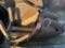 EXCAVATOR BUCKET AND METAL STAND