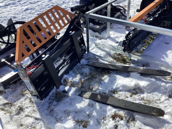 New Unused Wolverine 48" Pallet Forks with Side shift Model PFA-11-3300G Skid Loader Attachment