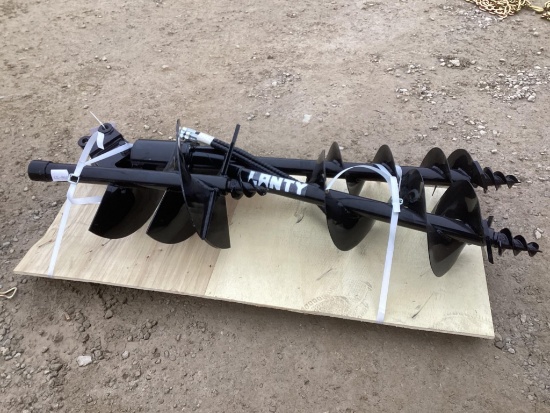 (INV593) New Unused Lanity Mini Excavator Hydraulic Auger Attachment Set with 3 Bits