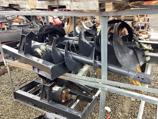 (INV70123) Land Honor Hydraulic Auger with 12" and 18" Auger Bits Skid Steer Attachment