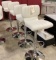 4 Crome and White Adjustable Height Bar Chairs