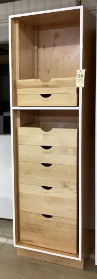Wood Cabinet with Finished Sides 24"x 24"x 7' High with 8 20"x 20" Drawers. See Lot Description