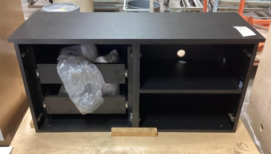 Black Shelf with 2 Drawers 49" Wide x 17" Deep x 24.5 High