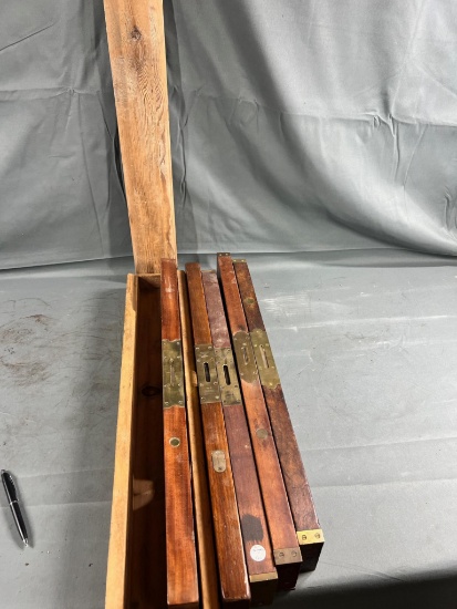 5- Wooden Levels, Stanley, Stratton Brothers, and Henry Disston