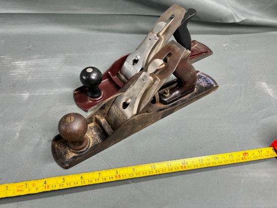 2- STANLEY NO 5 JACK PLANES, ONE SMOOTH, ONE CORRUGATED