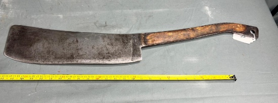 BUTCHER'S CLEAVER 16" BLADE, 32" OA, MARKED: SCHWENGER-KLEIN CO. CLEVE. OHIO, CA:1900-30