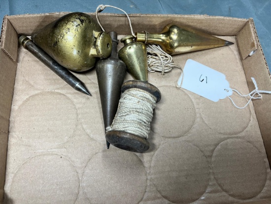 5 VINTAGE PLUMB BOBS