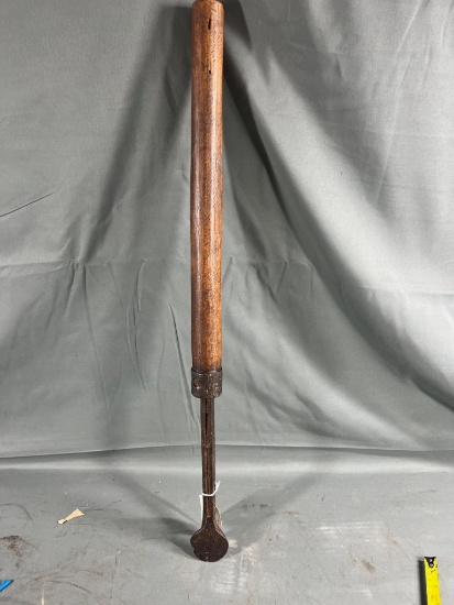 EARLY BARK SPUD, HAND FORGED 32" LONG CA 1860-80...