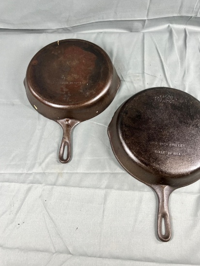 2- No. 10 Cast Iron Skillets, Wagner and Unmarked
