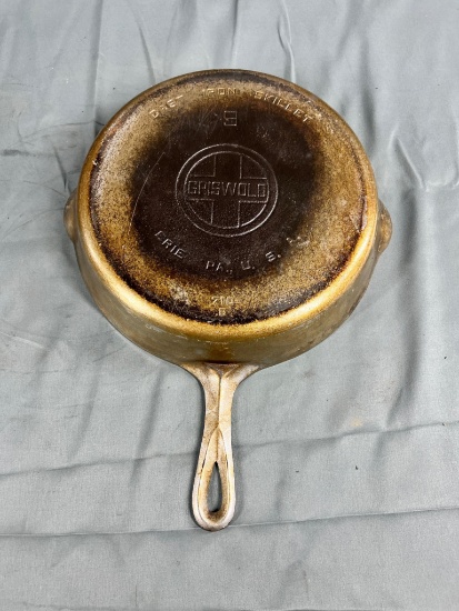 Griswold No. 9 Cast Iron Skillet, Large Block logo, nickel plated