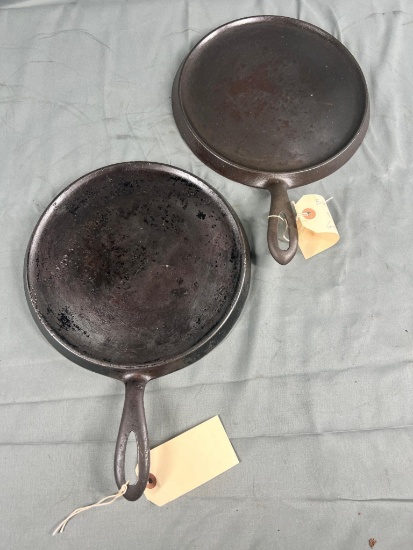 2- Griswold no. 8 Slant Block Logo cast Iron Griddles