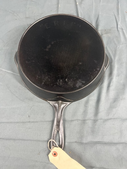 Erie No. 8 cast iron skillet, w/ heat ring, slight wobble