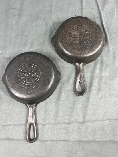 2- Griswold No. 3 Large Block Logo skillets