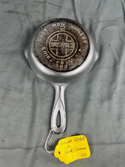 Griswold No. 2 Large Block Logo Cast Iron Skillet, plated