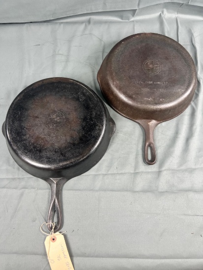 2- Griswold no. 10 Cast Iron Skillets one is warped, other is cracked, see pics