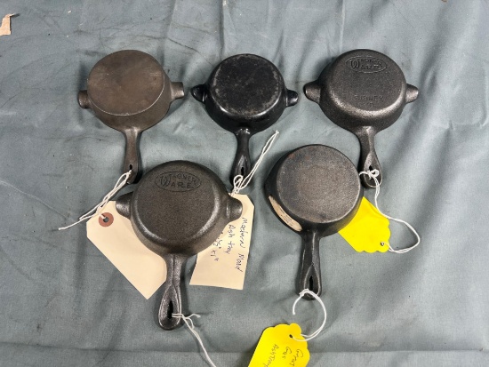 5- Cast Iron Ashtrays, Wagner and unmarked