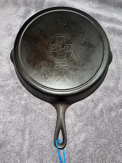 Griswold No. 10 Cast Iron Skillet, Slant Block logo, small crack as pictured