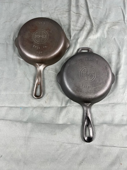 2- Griswold No. 3 Large Small Logo skillets