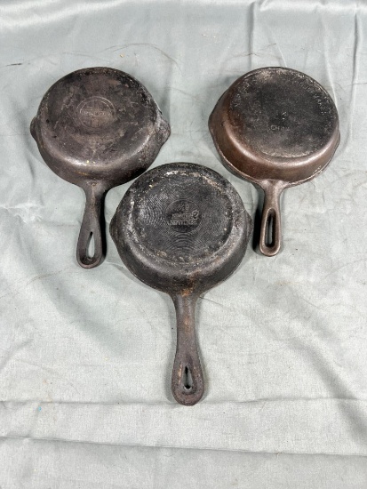 3- No. 3 Cast Iron Skillets, Griswold and others