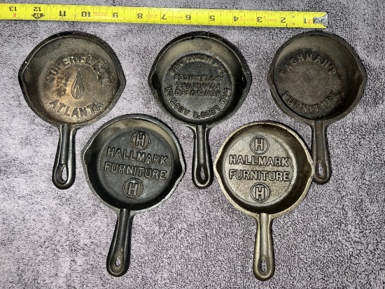 5- Various Advertising Cast Iron Ashtrays
