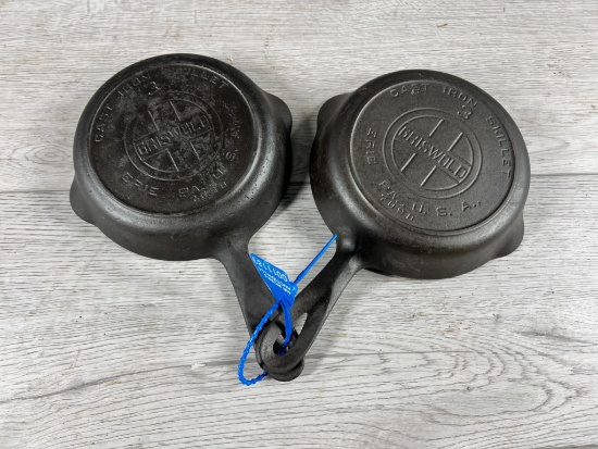 2- Griswold No. 3 Large Block Logo skillets