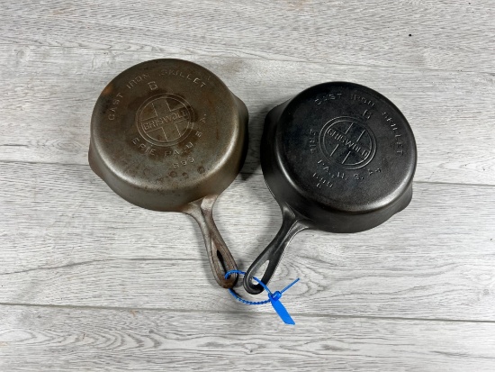 Pair of Griswold No. 6 Large Block Logo Cast Iron Skillets