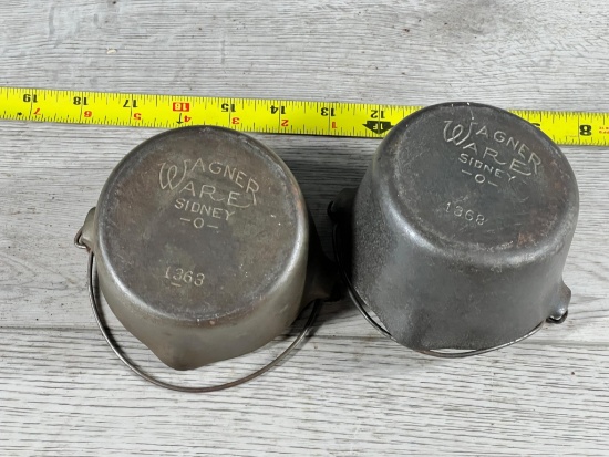 Pair of Miniature Wagner Kettles, 1363 and 1368