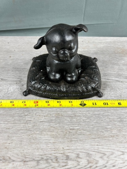 Cast Iron Dog on Pillow