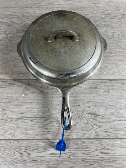 Griswold No. 8 Cast Iron Skillet, plated, w/ no. 8 Skillet Cover