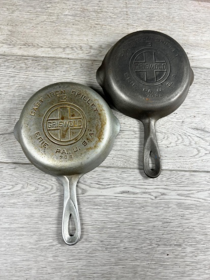 2- Griswold No. 3 Large Block Logo skillets, one plated