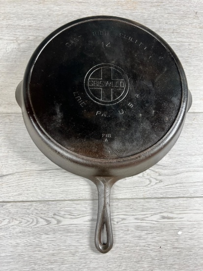 Griswold No. 14 Large Block Logo Cast Iron Skillet w/ heat ring