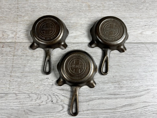 3- Griswold Cast Iron Ashtrays