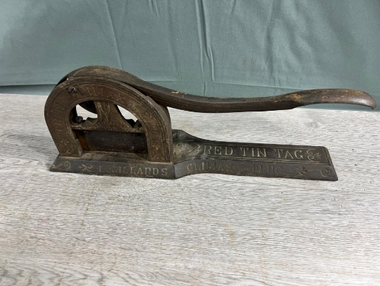 Lorillard's Climax Red Tin Tag Tobacco Cutter