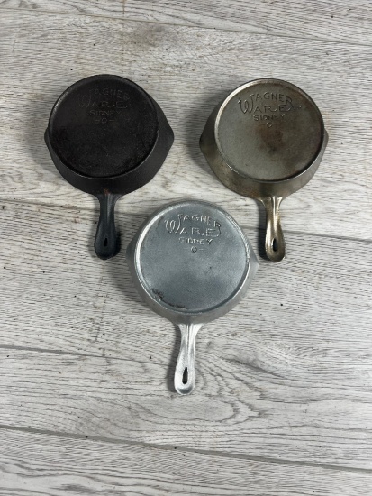 3- Wagner Miniature Skillets, one is aluminum