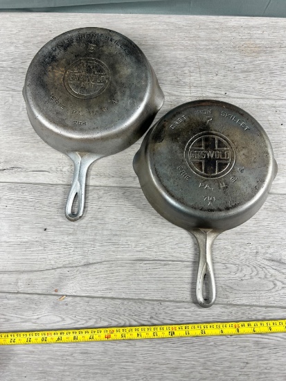 Griswold Large Block no. 7 and 8 Cast Iron Plated Skillet