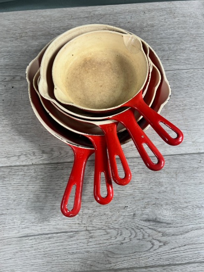 5 Pieces of Coated Griswold Skillets, 4, (2) 5, 6 and 8