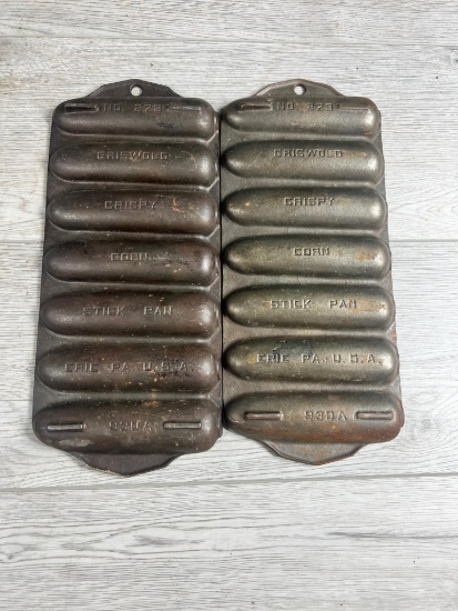 2- Griswold No. 273 Cast Iron Corn stick pans