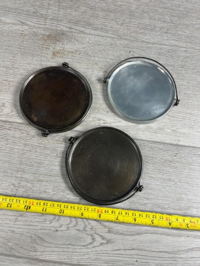 3- Miniature Wagner Bailed Handle Griddles, one is Aluminum