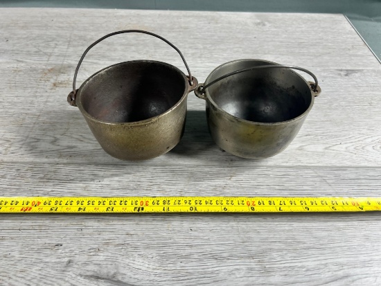 2- Miniature Wagner Cast Iron kettles