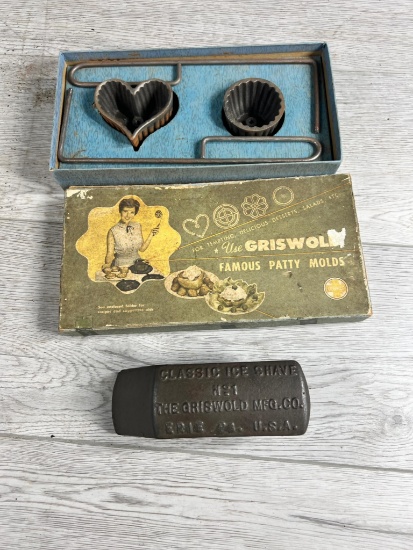 Griswold Patty Mold set and Griswold Ice Shaver