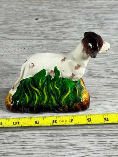Painted Cast Iron dog in weeds