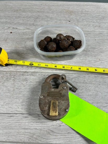 Confederate States Armory Lock and Musket balls?