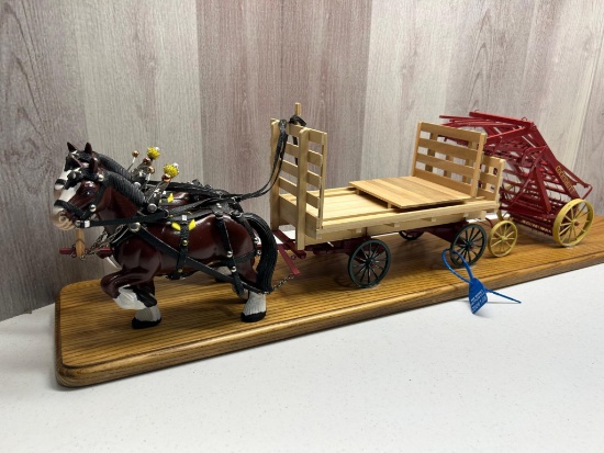 Model Farm team with wagon and hay loader very detailed