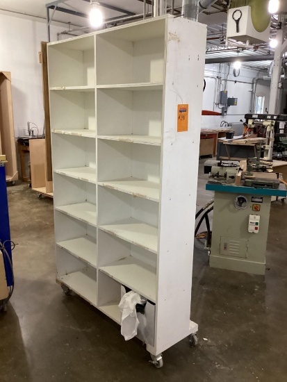 White Storage Shelf On Casters
