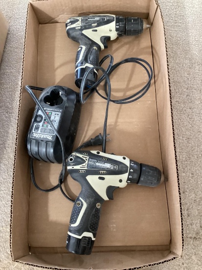 Box Lot, 2 Makita 10.8/12 Volt Drills with Batteries and Charger