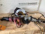 Box Lot, Craftsman Circular Saw, Chicago Electric Reciprocating Saw, Black and Decker 7